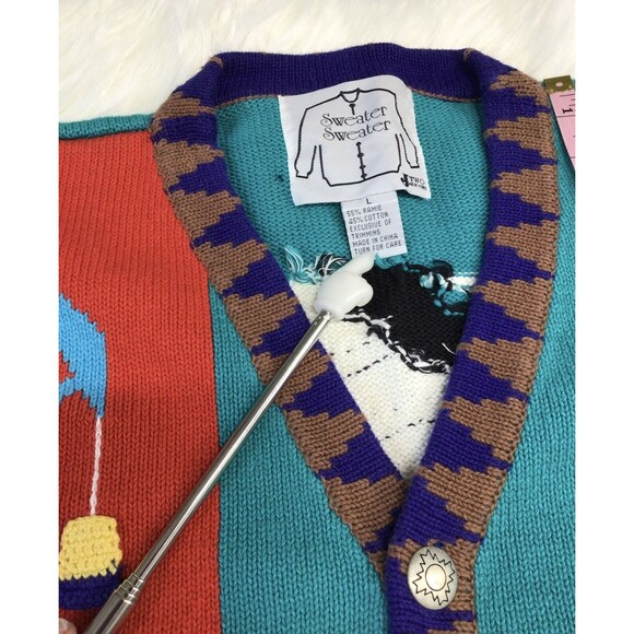 Vintage J Two New York Sz XL Sweater Native American Cardigan Knit Women’s - Picture 6 of 9